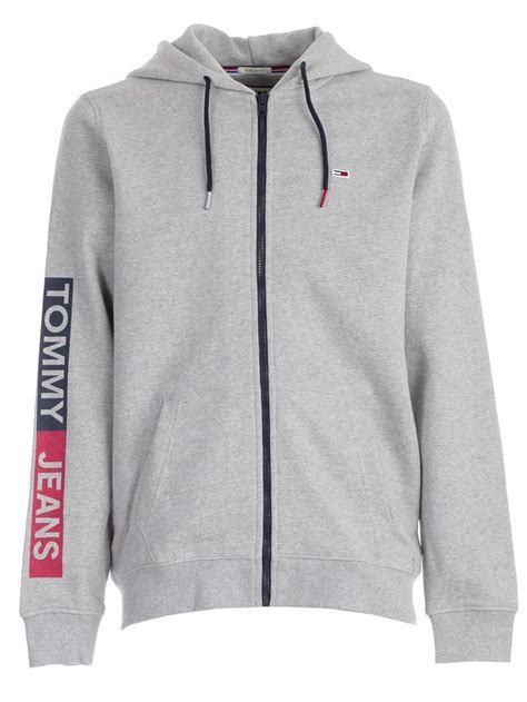 Tommy Jeans Essential Graphic Hoodie In Grey Modesens Graphic
