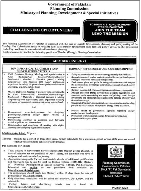Ministry Of Planning Development And Special Initiatives Jobs Member