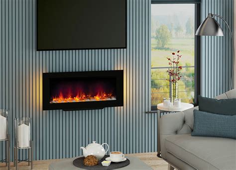 Amari Flare Collection Wall Mounted Electric Fire In Black Glass