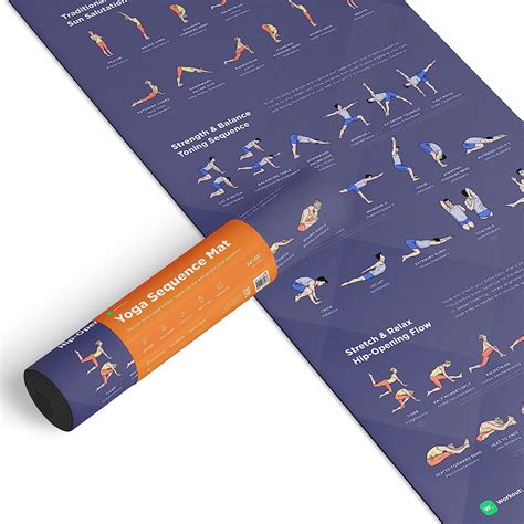 WorkoutLabs Premium Yoga Sequence Mat With Strap Suede Top Non Slip Rubber Bottom Mm