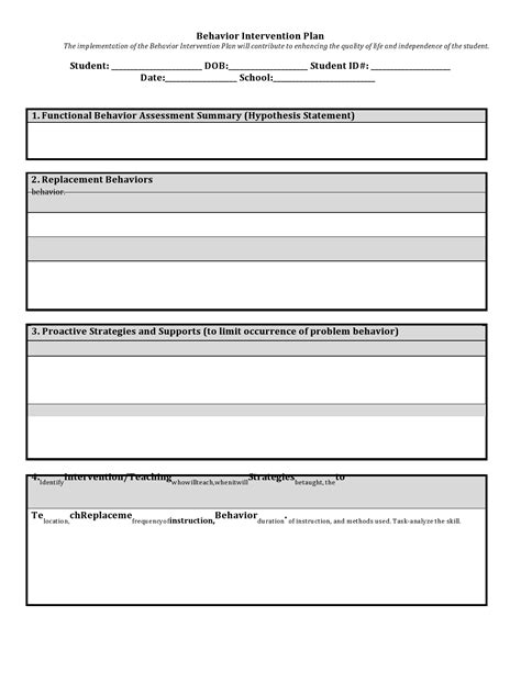 Behavioral Plan Template