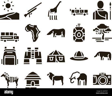 Safari Travel Collection Elements Icons Set Vector Stock Vector Image