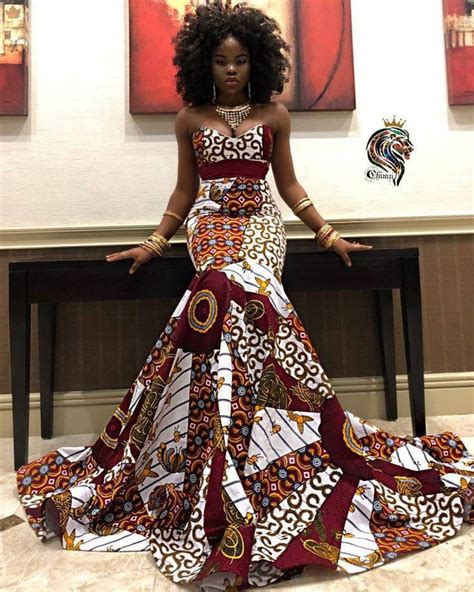 African Maxi Ball Gown African Prom Dress With Trainafrican Etsy African Clothing Styles