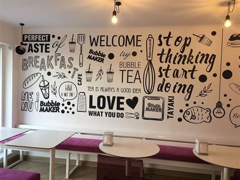 Wall In Cafe On Behance Cafe Wall Art Mural Cafe Cafe Interior Design