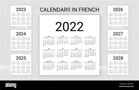 French Calendar 2022 2023 2024 2025 2026 2027 2028 Years France