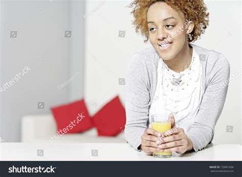 Attractive Black Woman Relaxing Living Room Stock Photo 133061606