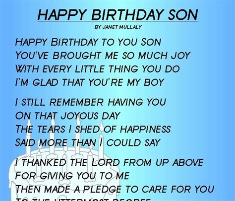 Happy Birthday Son From Mom Poems Son Poem Is About A