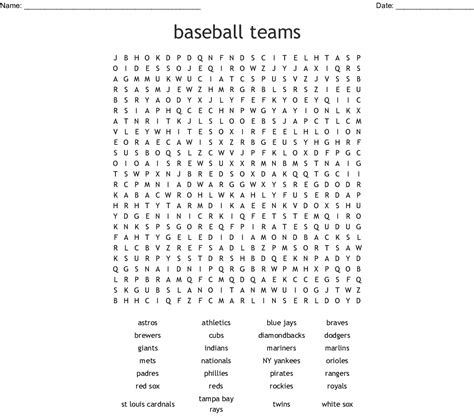 Baseball Word Search Printable Word Search Printable