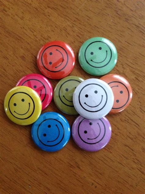 Colorful Happy Face Buttons Set Of 9 Pinbacks By Mybuttonmonster 400