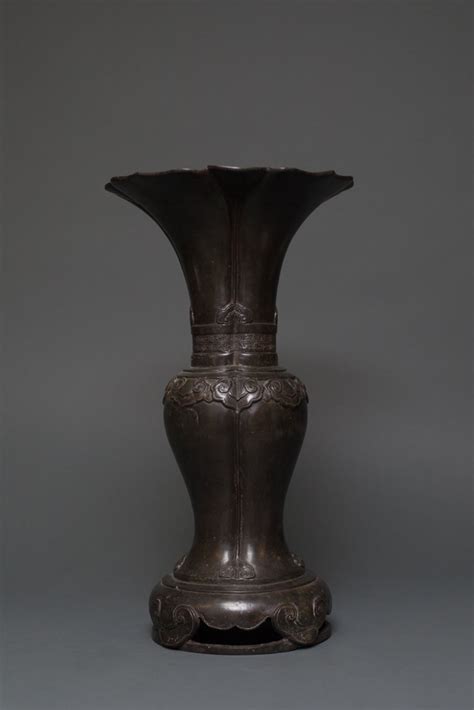 Chinese Bronze Flower Vase Naga Antiques