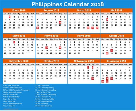 Holidays In Philippines Printable Calendar Template Printable