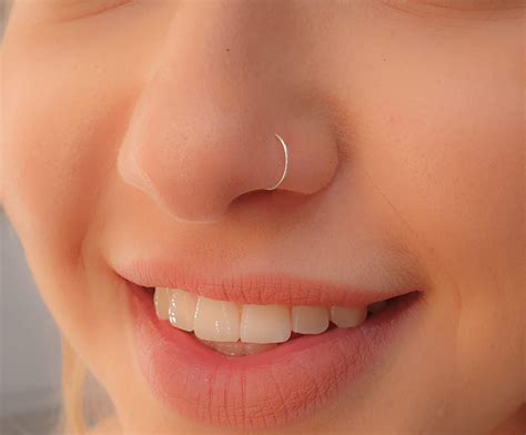 Tiny Silver Nose Ring Hoop 24 Gauge Snug Nose Hoop Thin
