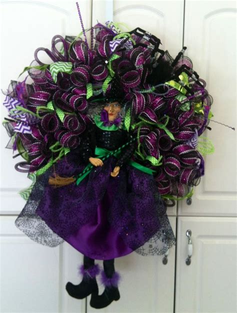 26 Purple And Black Witch Deco Mesh Wreath Price 110 Halloween