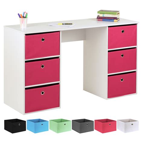 Hartleys Kids Bedroomplayroom 6 Drawer White Writing Desk W Storage Cube Boxes Ebay