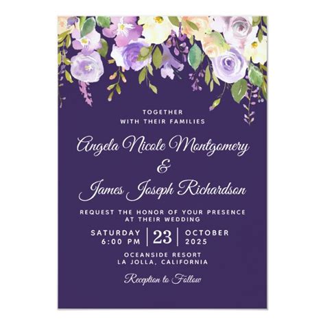 Elegant Dark Purple Wedding Invitations And Announcements Zazzle Ca