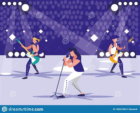 Stadium With Rock Concert Stock Vector Illustration Of Reflectors