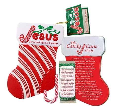 Jesus Scripture Candy Cane Stocking Tin Scripture Candy For Sale