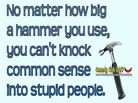 No Matter How Big A Hammer you Use You Cant Knock Common Sense Into ...