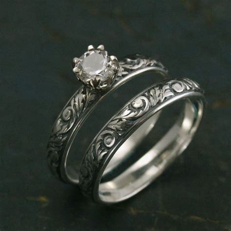 Antique Style Bridal Setvintage Style Engagement Ring And Etsy