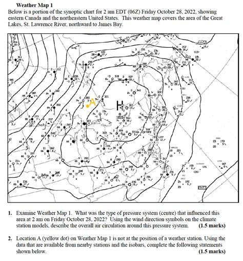 Solved Weather Map 1 Below Is A Portion Of The Synoptic