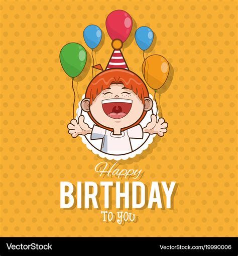 Kid Happy Birthday Card Cartoon Royalty Free Vector Image