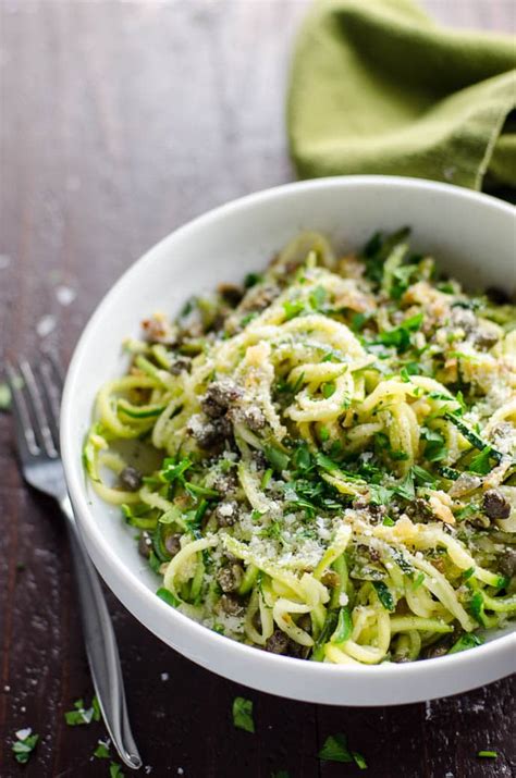 Spiralized Zucchini Noodles Recipe With Lemon Caper Butter Umami Girl
