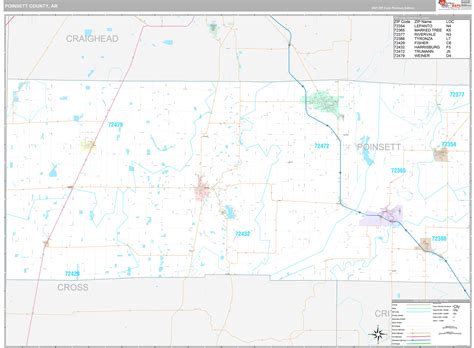 Poinsett County Ar Wall Map Premium Style By Marketmaps