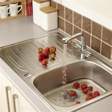 Single Bowl Reversible Inset Stainless Steel Compact Kitchen Sink Howdens
