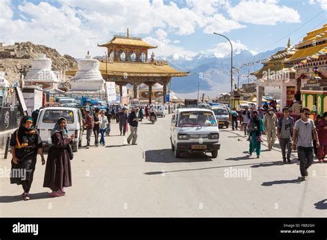 The Streets Of Leh In Ladakh In India Jammu And Kashmir State Stock Photo