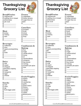 A traditional feast with all the trimmings—for less than $10 a pers. Printable Thanksgiving Grocery List