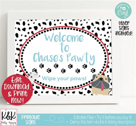 Puppy Dog Party Signs Puppy Dog Welcome Signs Puppy Dog Etsy