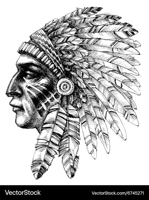 Native American Indian Warrior Profile With War Vector Image