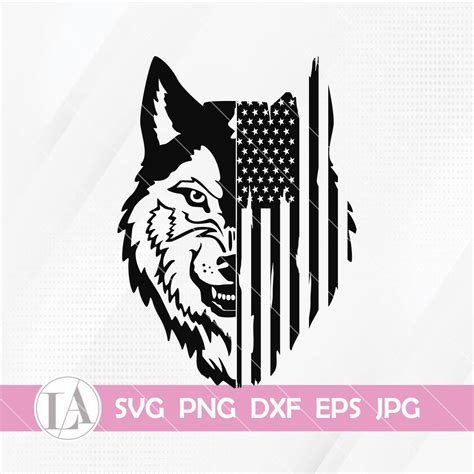 Wolf With Us Flag Svg Patriotic Wolf Svg Wolf Svg Wolf Png Wolf