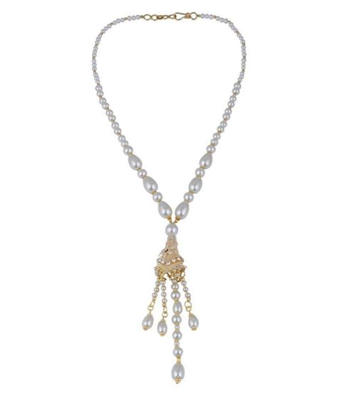 Pearlz Ocean Alloy Gold Plating Pearls Studded White Coloured Necklace