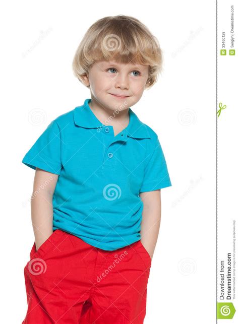 Curious Little Boy In Blue Shirt Stock Photo Image Of Closeup Little