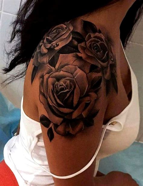 Black Rose Epaule Shoulder Tattoo Ideas Mybodiart Com Roses Tattoos For