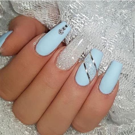 100 Spring Nail Art Designs For Women 2020 Blue Glitter Nails Blue