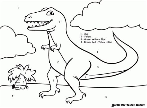 Printable worksheets for teaching students about dinosaurs. Dinosaur Color By Number - Coloring Home