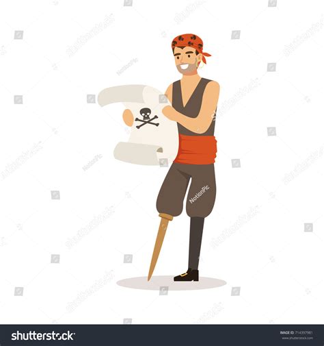 Brave Pirate Sailor Character Wooden Leg Stock Vector Royalty Free
