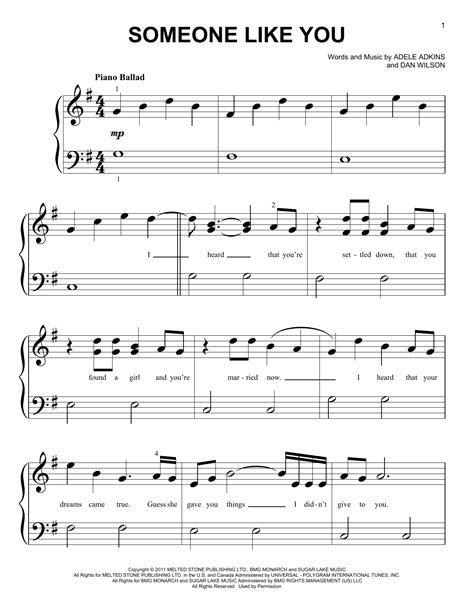 Someone Like You Sheet Music By Adele Piano Big Notes 89309