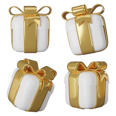 3d White T Boxes With Gold Ribbon 11337016 Png