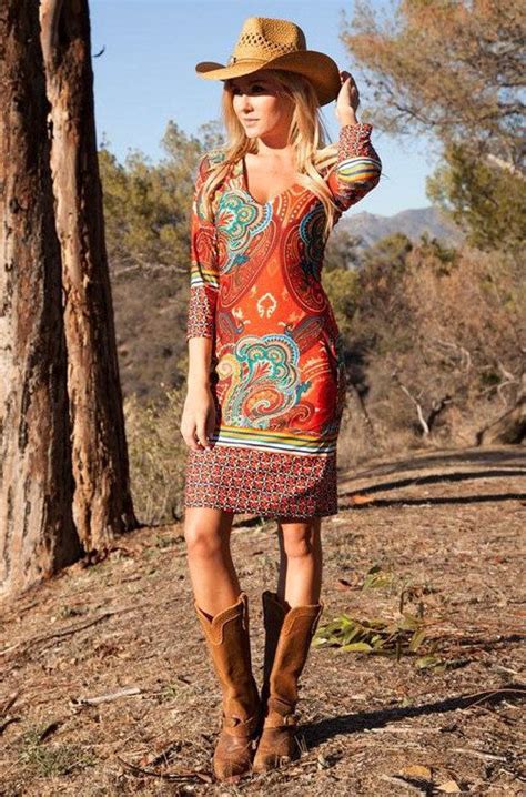 Paisley Boho Western Dress Womens Dress Bohemian Dress Western