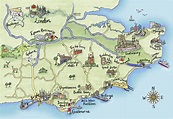 Kent & Sussex Map Print - Hand Drawn Maps