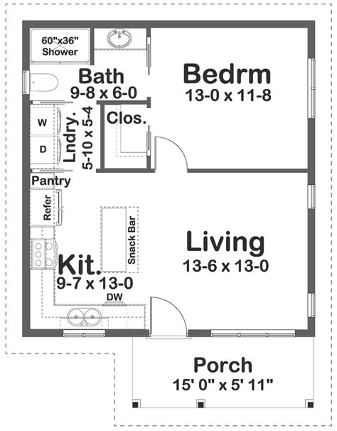 Cottage Style House Plan 1 Beds 1 Baths 624 Sqft Plan 126 260