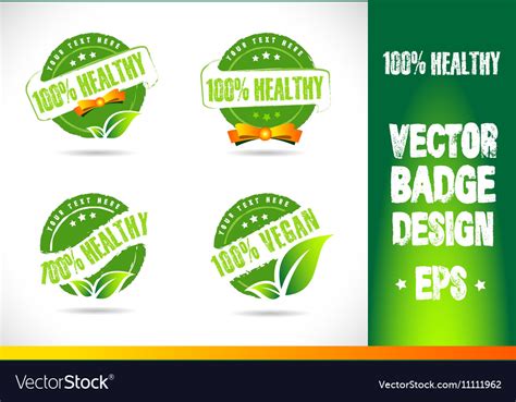 100 Healthy Badge Logo Royalty Free Vector Image