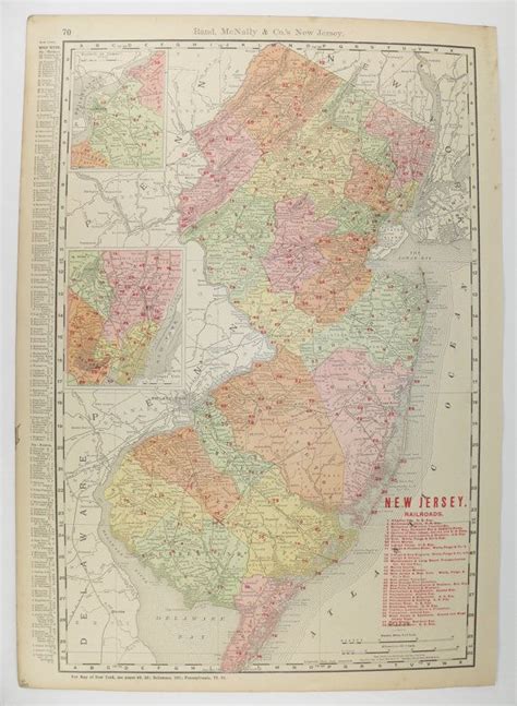 1903 New Jersey Map Vintage Map Of New Jersey East Coast Etsy