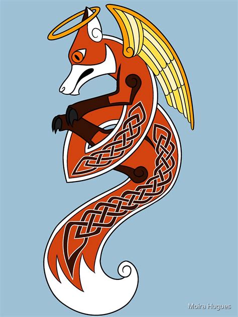 Celtic Angel Fox Colored T Shirt By Doodle Fox Redbubble