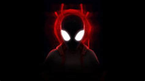 Download Dark Miles Morales On Red Logo Wallpaper