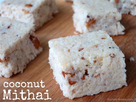 Try out our recipes below, goes well with rice preparation or any kind of indian bread. Healthy Coconut Mithai | My Heart Beets