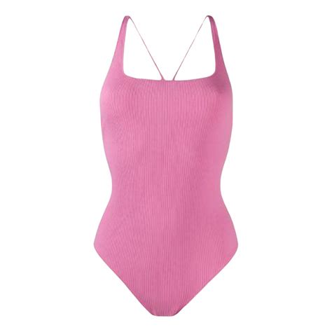 Pre Owned Ganni Spring Summer 2020 One Piece Swimsuit In Pink Modesens